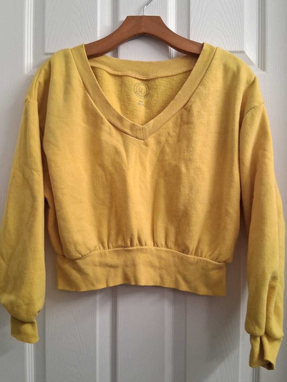 Urban Outfitters Yellow V-Neck Cropped Sweatshirt